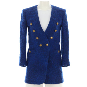 Saint Laurent Women'S Double Breasted Two Pocket Jacket Wool Blend