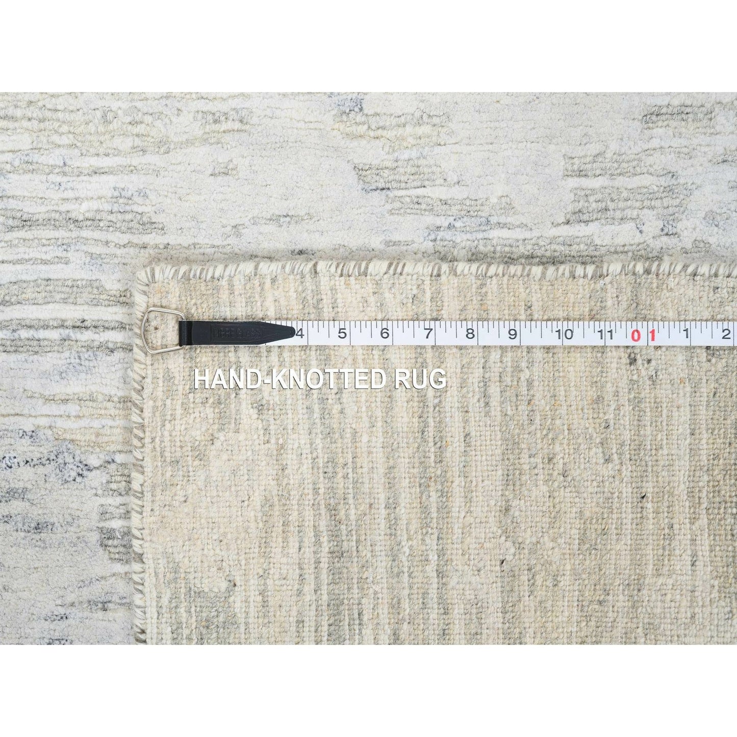 2'7"X8'2" Gray Hand Spun Natural Wool Hand Knotted Modern Runner Rug