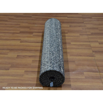 2'7"X8' Gray Hand Knotted Kohinoor Herrita Shiny Wool Runner Oriental Rug