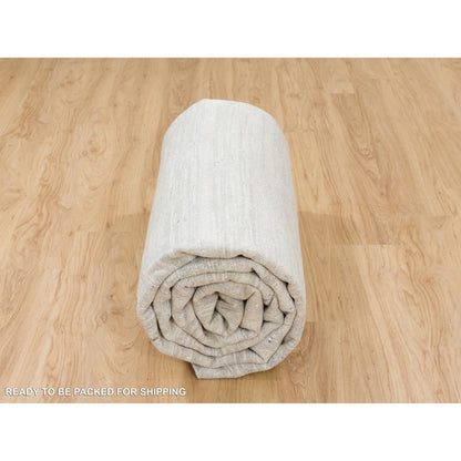 9'X12' Undyed Natural Wool Modern Light Gray Cut And Loop Pile Rug