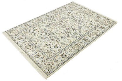 5'5X7'9 Classic Cream Floral Indo-Nain Rug Oriental Living Room Decor Carpet