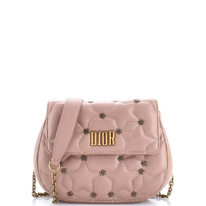 Christian Dior D-Fence Round Clutch With Chain Studded Leather Small