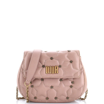 Christian Dior D-Fence Round Clutch With Chain Studded Leather Small