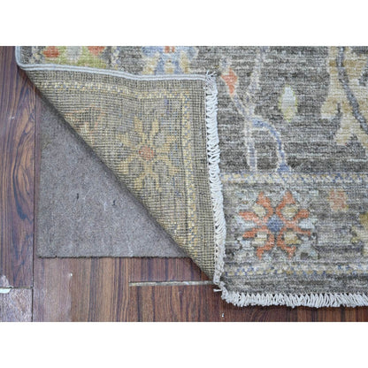2'7"X6'1" Nevada Gray Wool Weft Afghan Angora Oushak Runner Oriental Rug