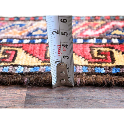 4'X6'4" Blue Afghan Ersari Caucasian Design Revival Hand Knotted Wool Rug