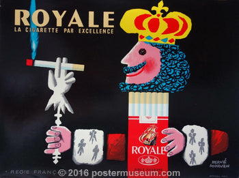 Royale Cigarettes By Herve Morvan C 1960 On Linen Original Frecnh Poster