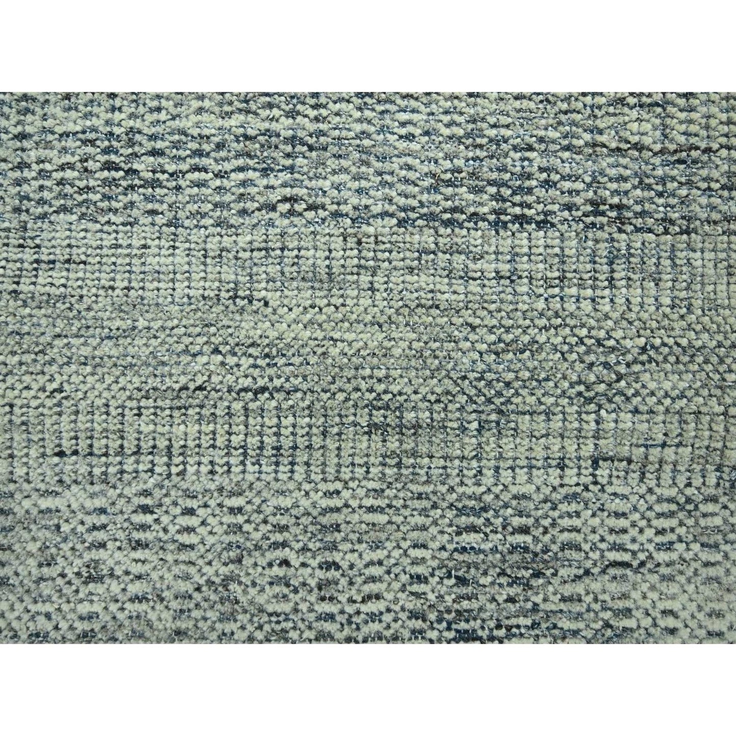 7'10"x10' Yale Blue Wool Rug Distressed Oxidized Grass Design Hand Knotted