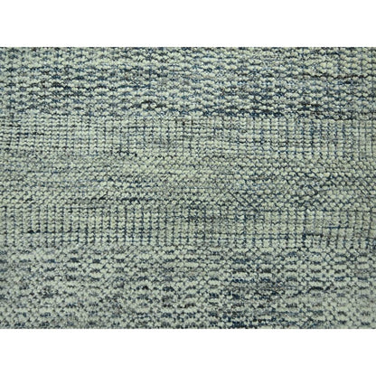 7'10"x10' Yale Blue Wool Rug Distressed Oxidized Grass Design Hand Knotted
