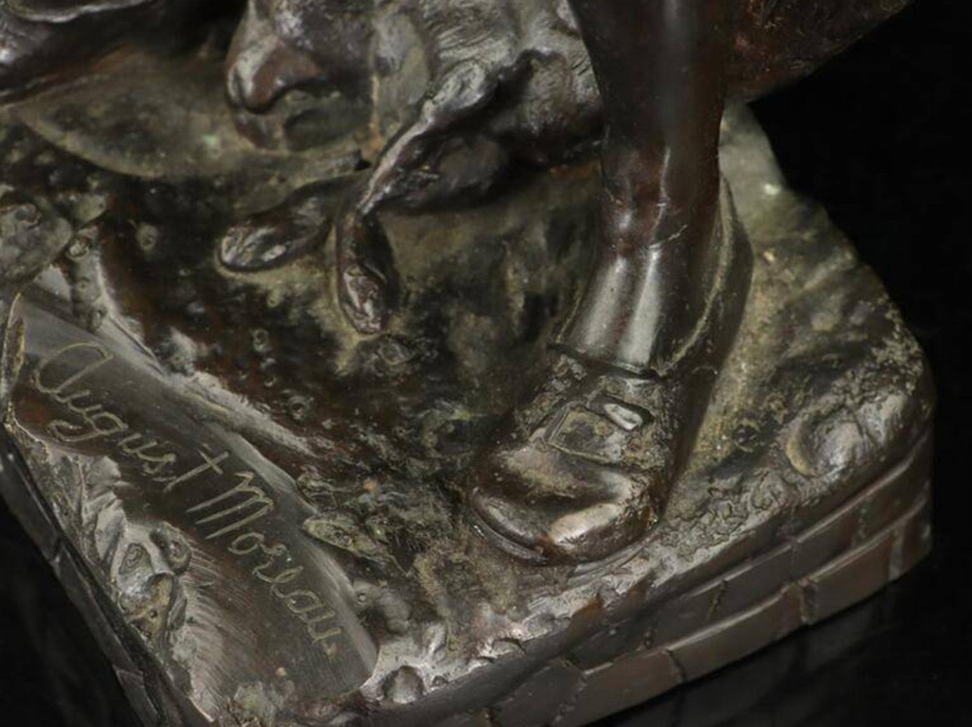 Auguste Moreau 1900S Antique French Bronze Statue - Little Hunter 20In Tall