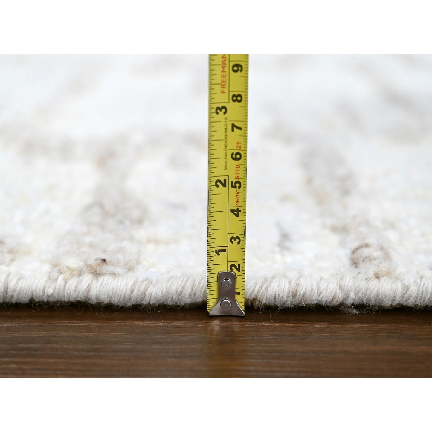 9'3"X12'2" Bone White Minimalist Swedish Design Hand Knotted Wool Rug