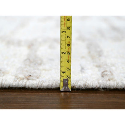 9'3"X12'2" Bone White Minimalist Swedish Design Hand Knotted Wool Rug