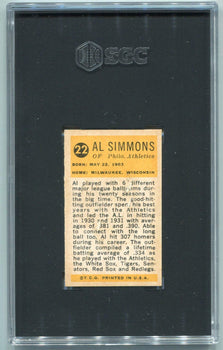 Al Simmons 1963 Bazooka Greats Card #22 Sgc Graded 4