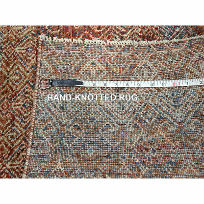 2'7"X10' Red Small Geometric Design Soft Wool Hand Knotted Runner Rug
