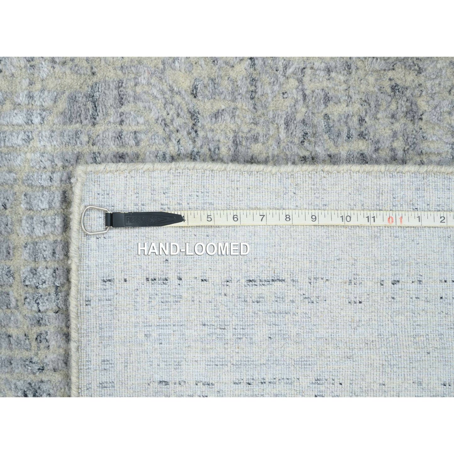 2'6"X10' Gray Wool And Plant Based Silk Hand Loomed Runner Rug