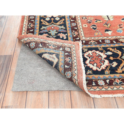 8'X9'6" Coral Orange Afghan Peshawar Heris Wool Hand Knotted Rug