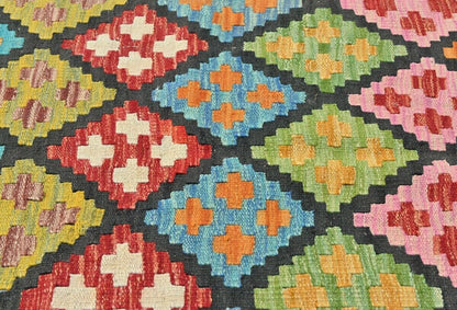4X6 Ft Kilim Oriental Rug Multicolor Geometric