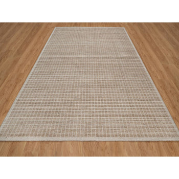 9'X12' Brown Modern Plain Decor Box Design Soft Wool Loomed Knotted Rug