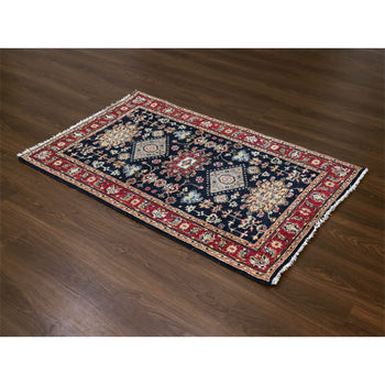 3'X5' Denim Black Karjihooz Design Natural Wool Hand Knotted Oriental Rug