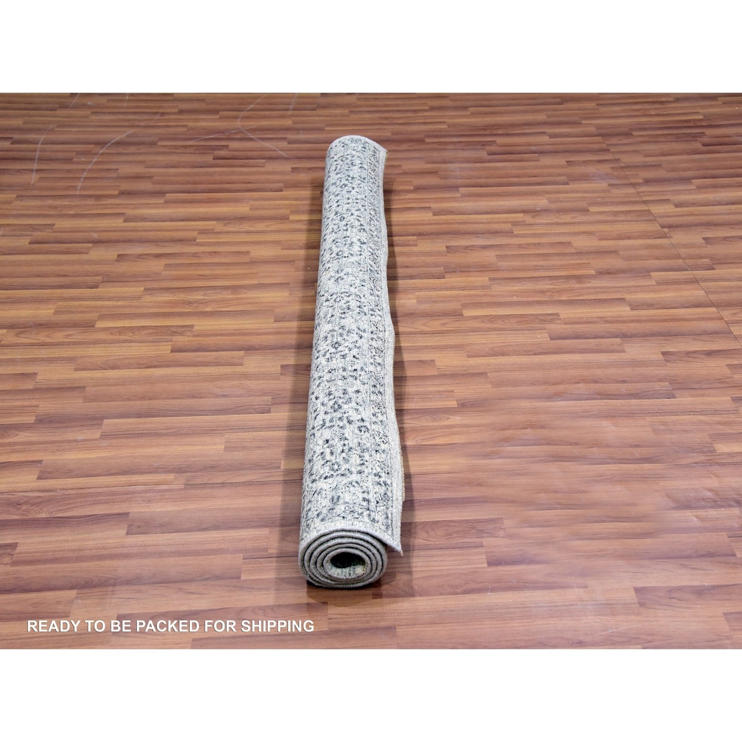 6'X6' White Mamluk Dynasty Design Undyed Wool Hand Knotted Square Rug