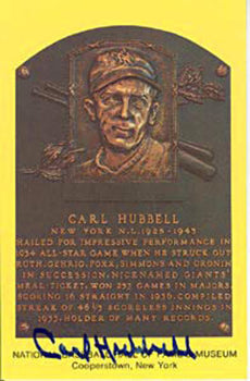 Carl Hubbell Autograph/Signed Baseball Hof Plaques
