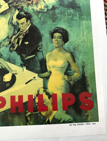 Philips Records Music Original Poster 1950 Musicians Singers Dancers