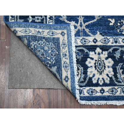 6'X8'10" Jeans Blue Hand Knotted Wool Mahal All Over Design Oriental Rug