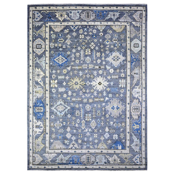 10'X14' Gray Afghan Angora Oushak Hand Knotted Pure Wool Oriental Rug