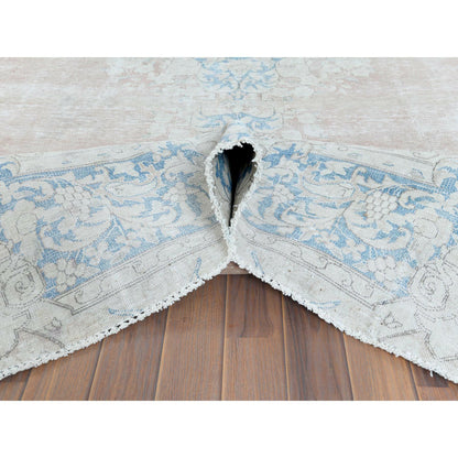 9'8"X12'9" Red Vintage Farsian Karman Worn Wool Hand Knotted Rug