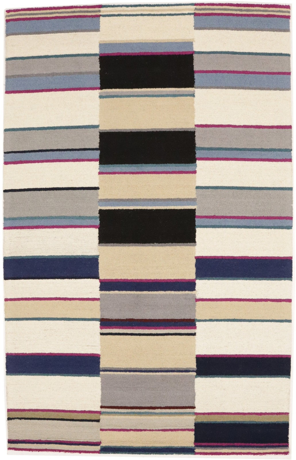 Kids Room Modern Rug Multicolor Stripes 5X8 Hand-Tufted Contemporary Wool Carpet