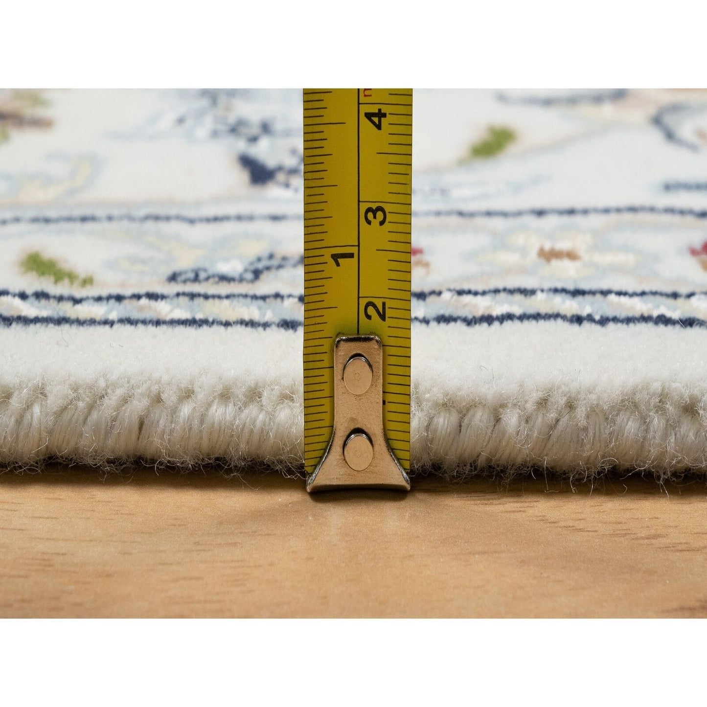 5'10"X9'1" Natural White Hand Knotted Nain 250 Kpsi Wool And Silk Rug