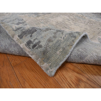 9'X11'7" Gray Modern Nepali Weave Wool And Silk Hand Knotted Rug