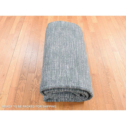 9'1"X12'1" Green Modern Design Wool And Art Silk Hand Loomed Rug