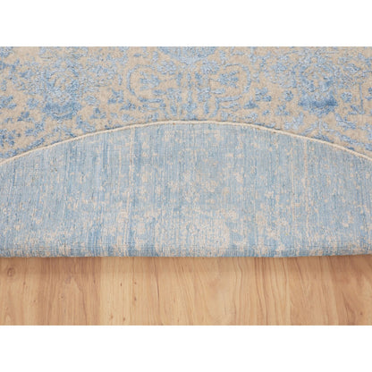 5'9"X5'9" Blue Jacquard Hand Loomed Wool & Art Silk Pomegranate Round Rug