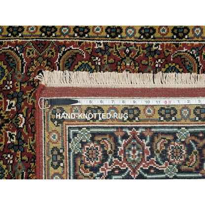 Rug 4'2"x6' Red Herrita Fish Design 175 KSPI Hand Knotted Wool and Silk