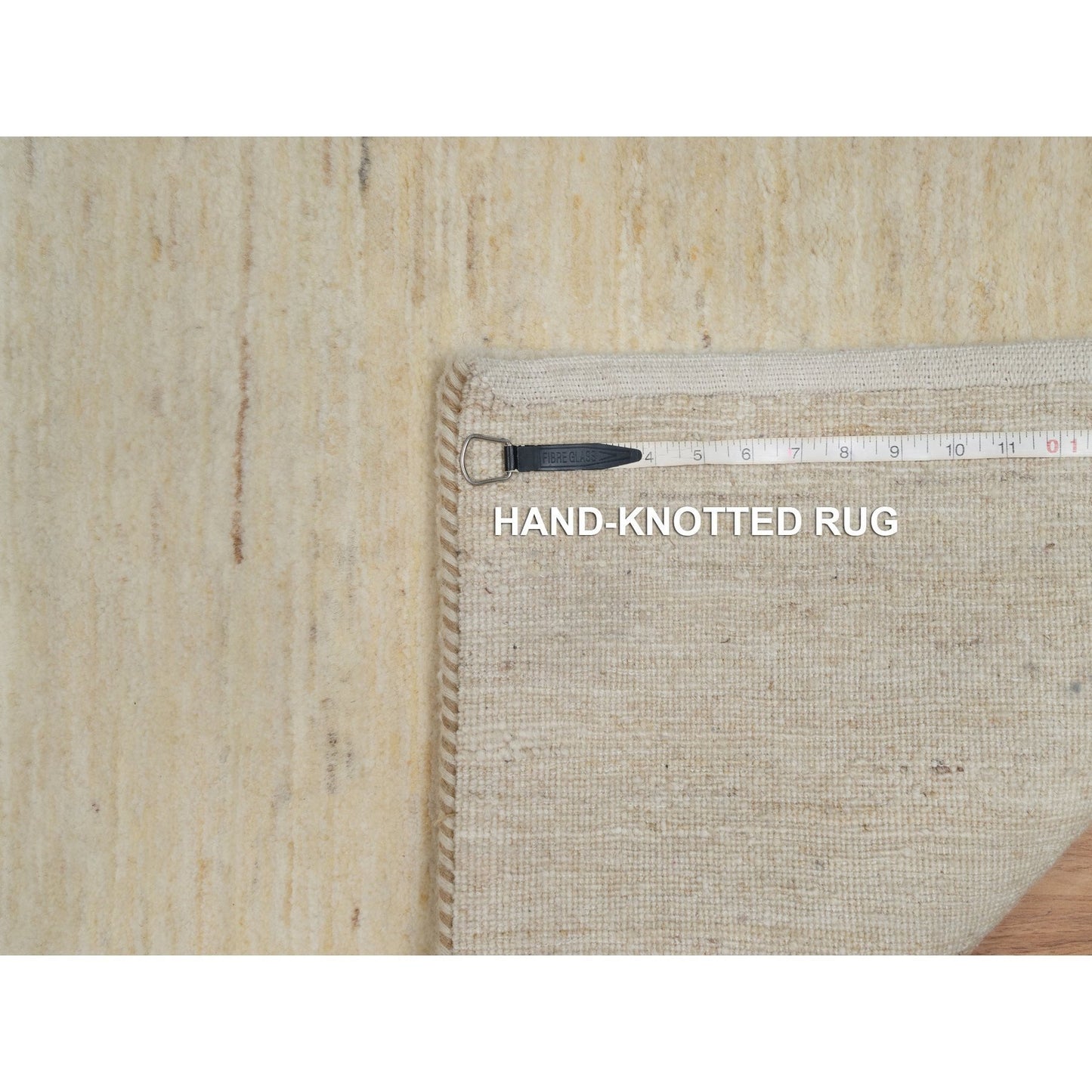 2'4"X11'4" White Plain Design Lori Buft Pure Wool Hand Knotted Runner Rug