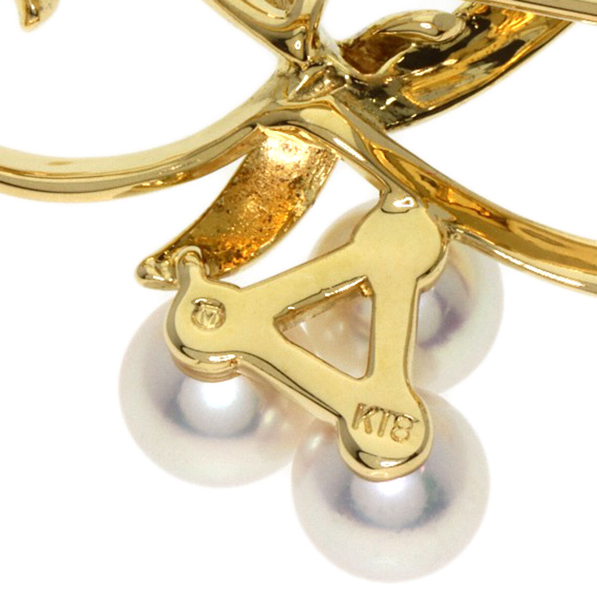 Mikimoto Brooch Pearl Pearl K18 Yellow Gold