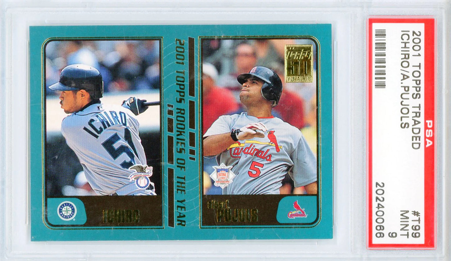 Ichiro & Albert Pujols 2001 Topps Traded Rookie Card #T99 (Psa Mint 9)