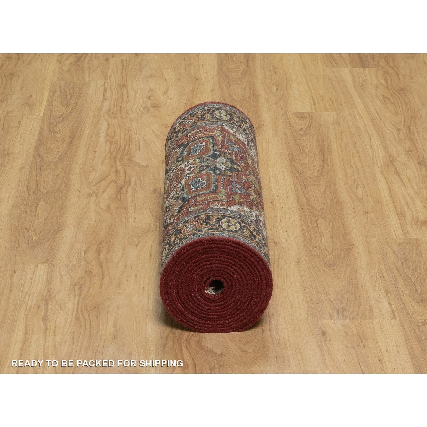 2'7"X20'4" Red Hand Knotted Wool Runner Rug Antiqued Fine Heris Revival