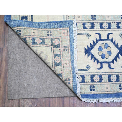 9'X11'5" Berry Blue Vintage Look Kazak Hand Knotted Wool Oriental Rug
