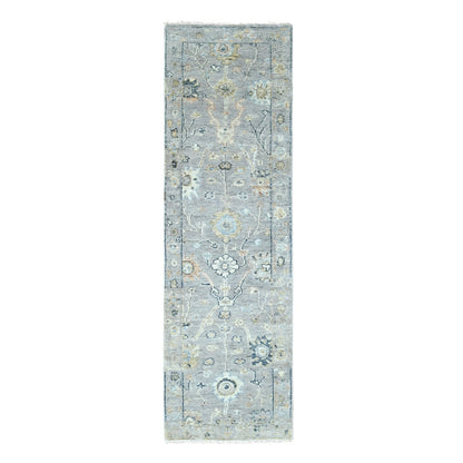 2'5"X8'5" Medium Gray Supple Collection Hand Knotted Soft Wool Runner Rug