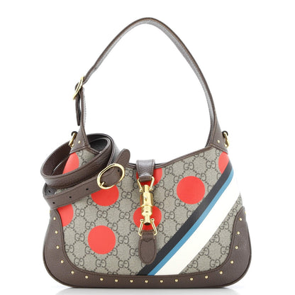 Gucci Jackie 1961 Hobo Studded Printed Gg Coated Canvas Small