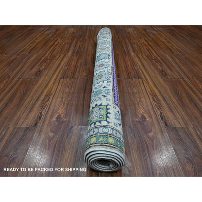 5'X6'8" Thunder Gray Velvety Wool Fusion Kazak Oriental Rug