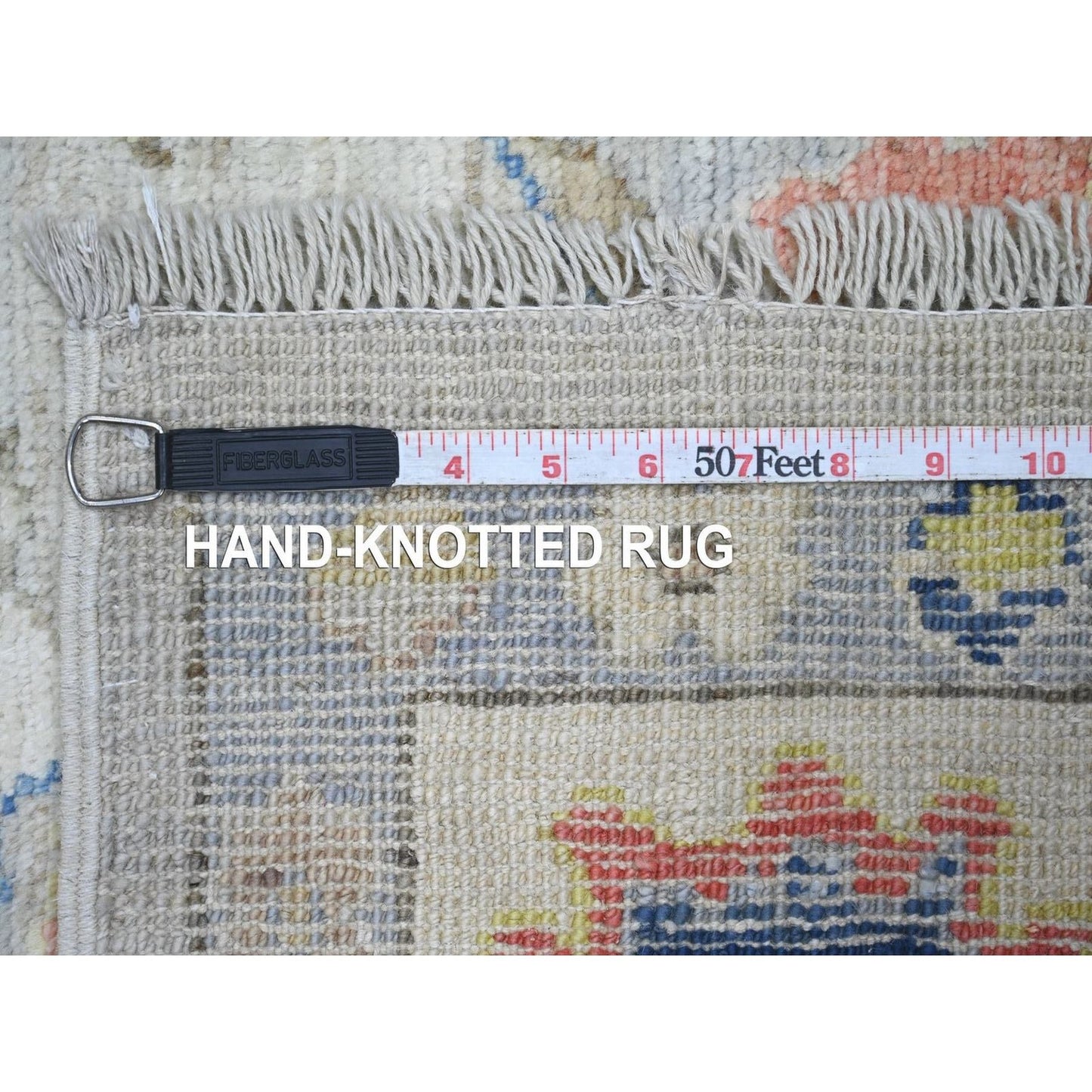 6'2"x8'10" Gray Afghan Angora Oushak Leaf Design Hand Knotted Wool Rug