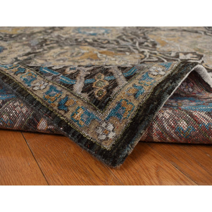 8'3"X9'9" Brown Zoroastrian Influence Silk With Wool Hand Knotted Rug