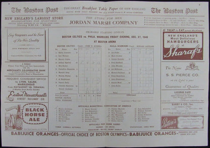 Vintage 1946 Boston Celtics Vs. Philadelphia