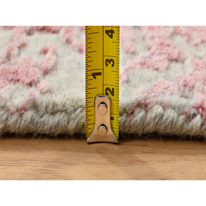 10'2"X10'2" Rose Pink Wool And Art Silk Jacquard Hand Loomed Square Rug