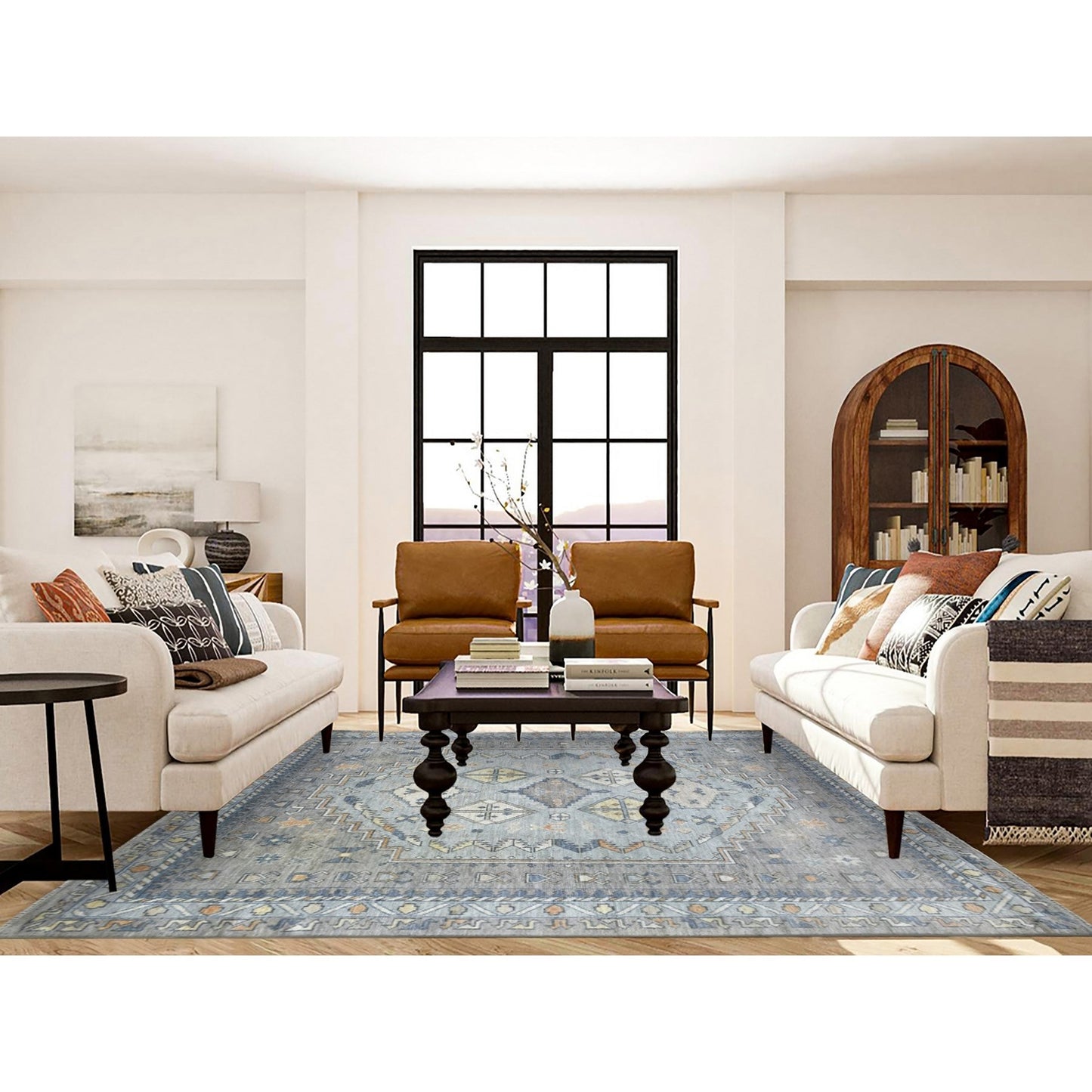 8'X9'10" Gray Anatolian Village Inspired Wool Hand Knotted Rug