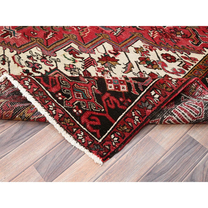 7'10"X11'5" Red Pure Wool Hand Knotted Antique Zoroastrian Heris Rug