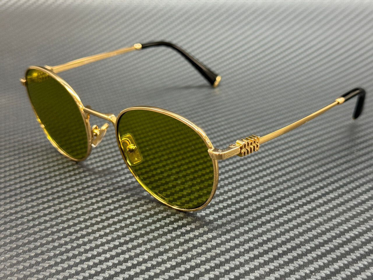 Miu Miu Mu 55Zs 5Ak07O Gold Olive Green Women'S 50 Mm Sunglasses