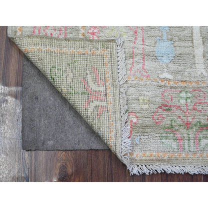 3'1"X5' Laurel Green Afghan Angora Oushak Vegetable Dyes Oriental Rug